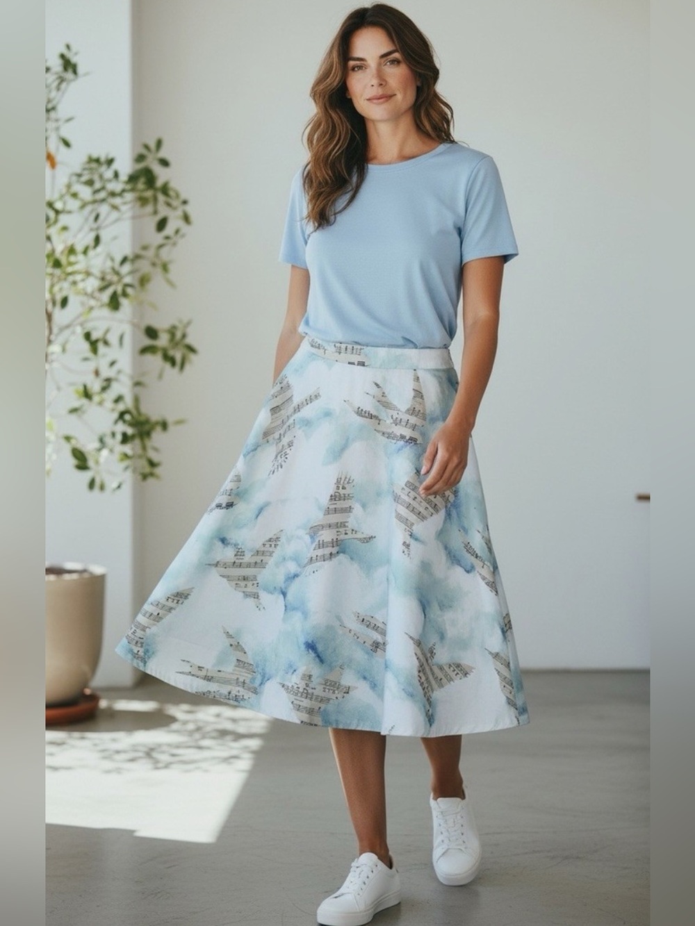 Anthropologie Maeve Songbird Cloud Skirt Size 4 A-Line Knee Length Musical Notes